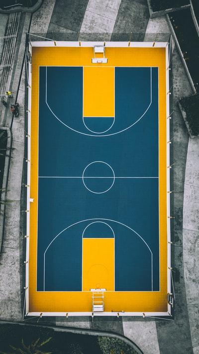 黄蓝篮球场鸟瞰图